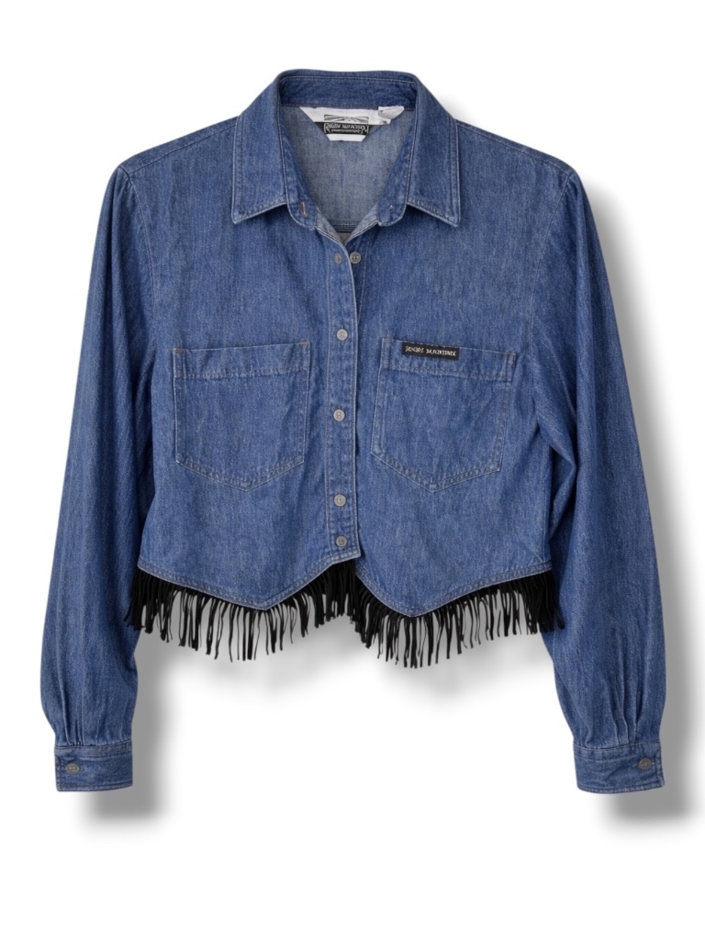 Vintage Rocky Mountain Denim Fringe Western Cropped Shirt‎ Jacket USA Made